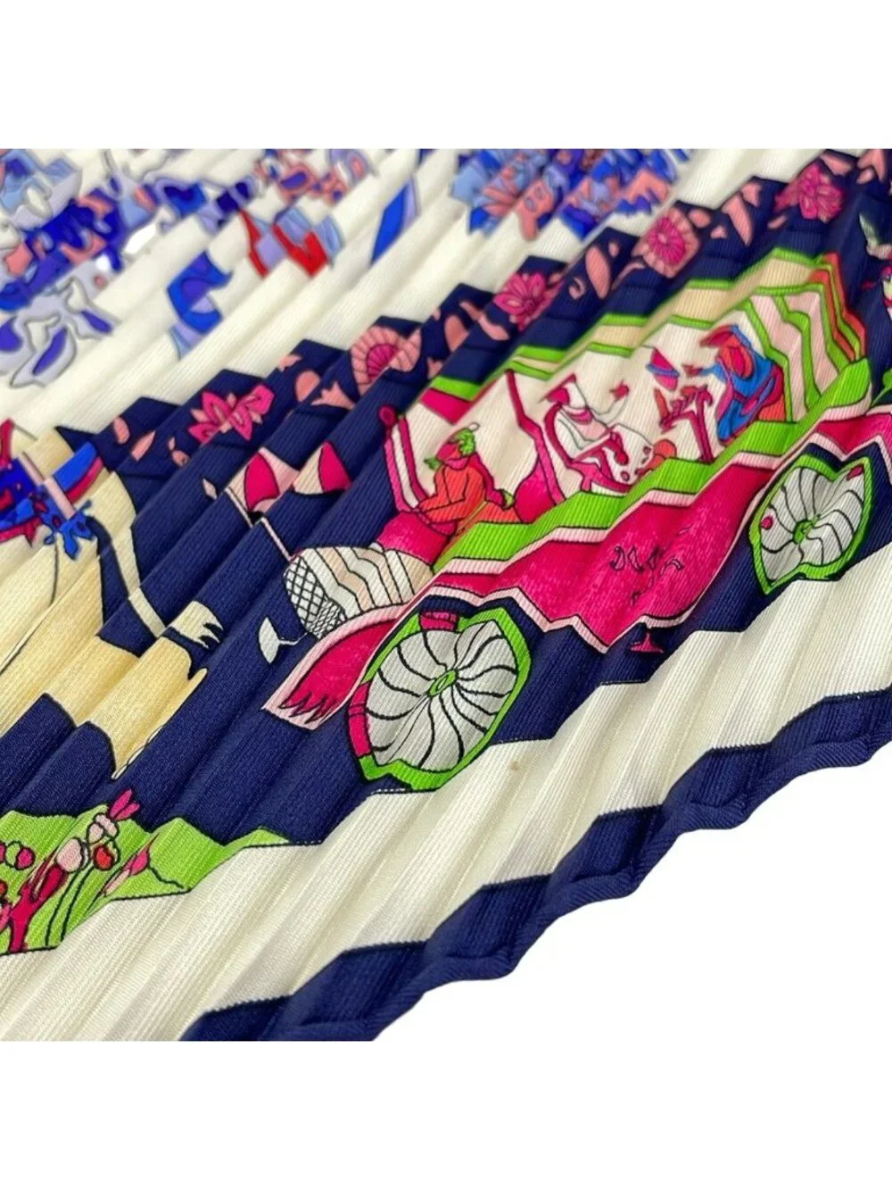 ★SOLD★ Hermes Scarf Carre Plisse White Blue Multi Fantaisies Indiennes - Picture 6 of 6